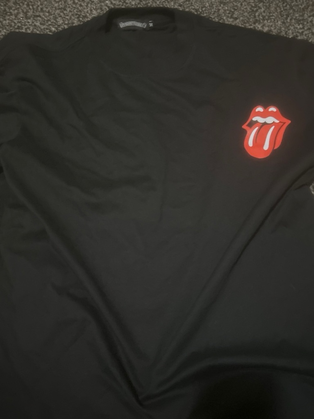 Chrome Hearts Black Long Sleeve Tee with Red Tongue Graphic